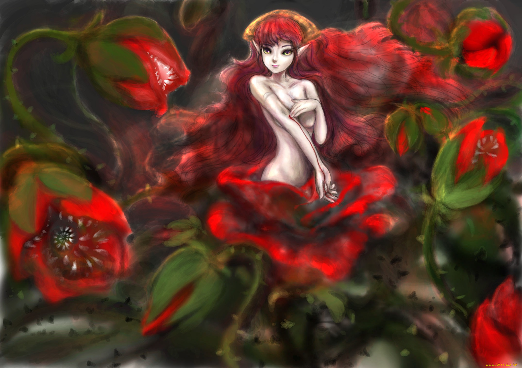 Девушка цветок арт фэнтези